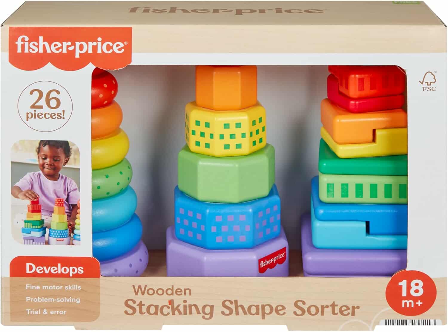 Fisher Price drvena igračka za slaganje i sortiranje oblika (CT-238217) - Слика 7