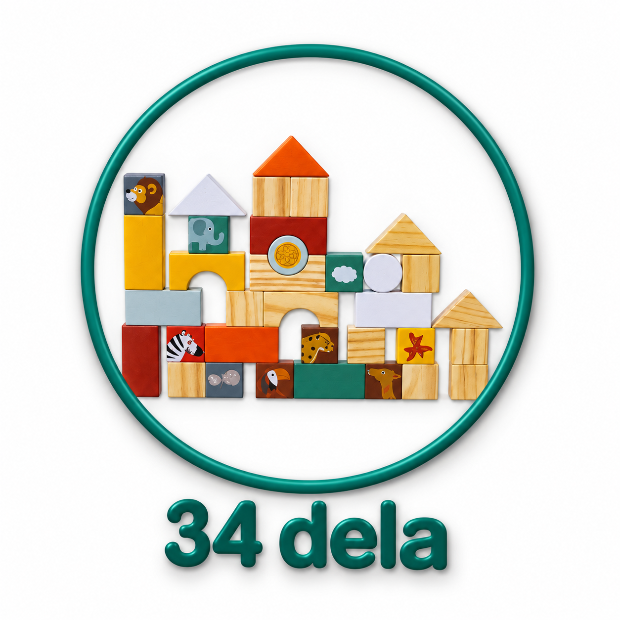 Drvena edukativna kolica guralica sa kockama – 34 dela (CT-164918) - Слика 3